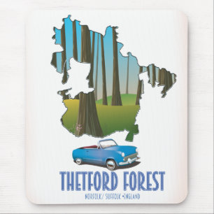 Thetford bos Norfolk Suffolk Engeland kaart Muismat