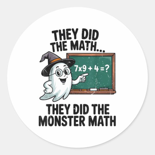 They Did Monster Math Teacher Halloween Costume Ma Ronde Sticker (Voorkant)