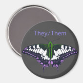 They/Them Nonbinary Pride Swallowtail Butterfly Magneet (Voorkant / Achterkant)
