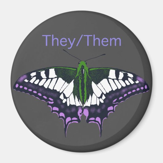 They/Them Nonbinary Pride Swallowtail Butterfly Magneet (Voorkant)
