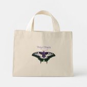 They/Them Nonbinary Pride Swallowtail Butterfly Mini Tote Bag (Achterkant)