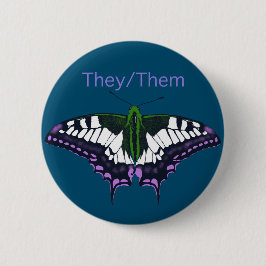 They/Them Nonbinary Pride Swallowtail Butterfly Ronde Button 5,7 Cm