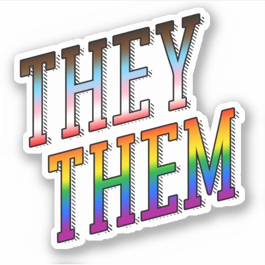 They/Them Progress Pride Sticker (Voorkant)