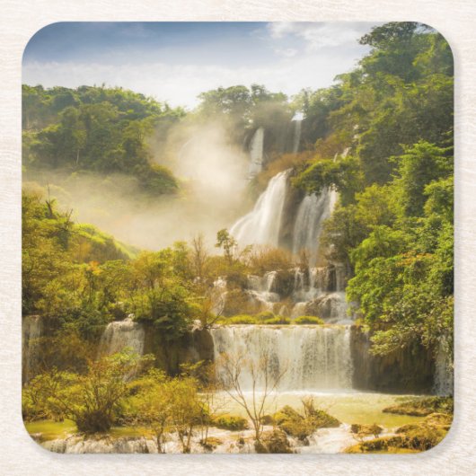 Thi Lor Su Waterfall | Thailand Vierkante Kartonnen Onderzetter (Voorkant)