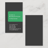 Thick Grey Green Building Engineer Visitekaartje (Voorkant / Achterkant)