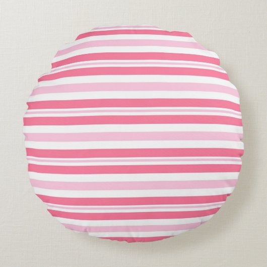 Thick Pink Stripes Rond Kussen (Voorkant)