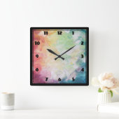 Thick Textured Abstract Paint Vierkante Klok (Huis)