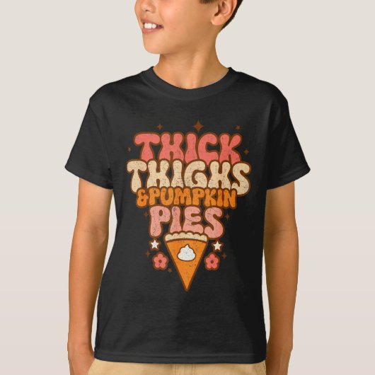 Thick Thighs & Pumpkin Es Baby Thanksgiving Fa T-shirt (Voorkant)