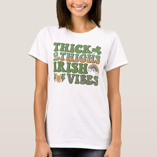 Thick Thighs Irish Vibes, Patrick's Day T-Shirt (Voorkant)
