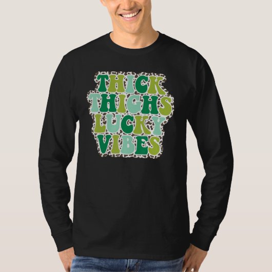 Thick Thighs Lucky Vibes St Patrick's Day leopard T-shirt (Voorkant)
