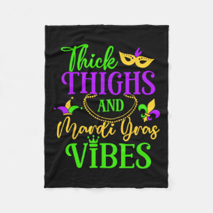 Thick Thighs Mardi Gras Vibes New Orleans Party Gr Fleece Deken