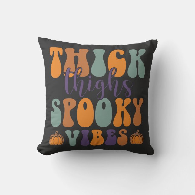 Thick Thigs Spooky Vibes-Halloween-Pumpkin-Funny Kussen (Voorkant)
