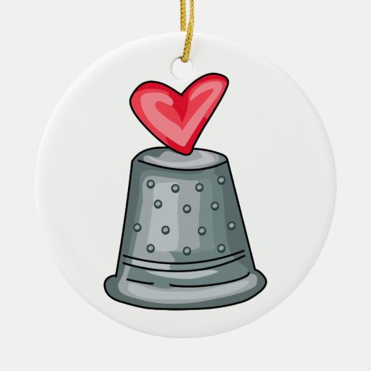 Thimble Heart Keramisch Ornament (Voorkant)