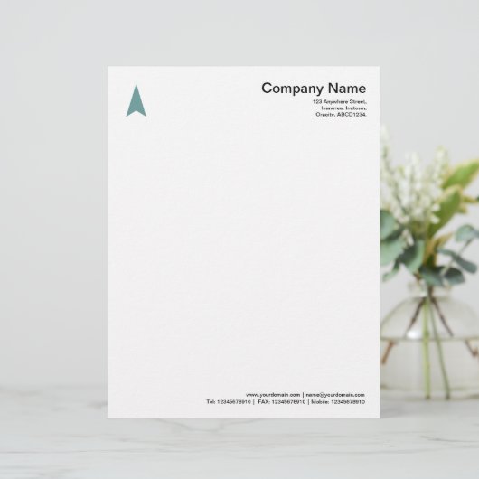 Thin Arrow - Ocean Green Briefhoofd Ontwerp (Staand voorkant)