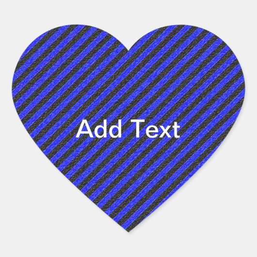 Thin Black and Blue Diagonal Stripes Hart Sticker (Voorkant)