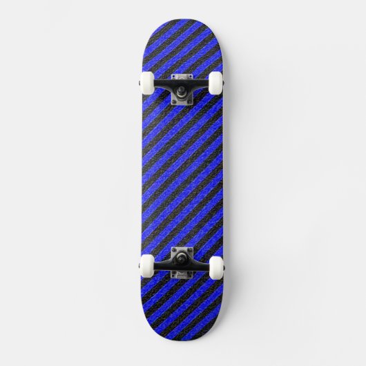 Thin Black and Blue Diagonal Stripes Skateboard (Voorkant)