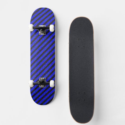 Thin Black and Blue Diagonal Stripes Skateboard (Voorkant)