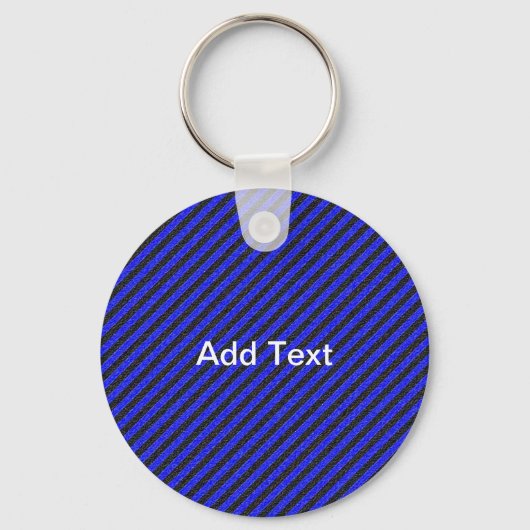 Thin Black and Blue Diagonal Stripes Sleutelhanger (Voorkant)