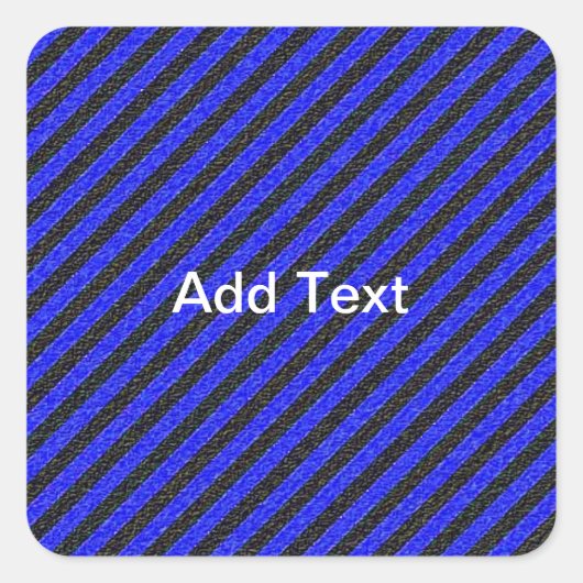 Thin Black and Blue Diagonal Stripes Vierkante Sticker (Voorkant)