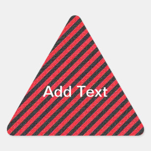 Thin Black and Red Diagonal Stripes Driehoek Sticker