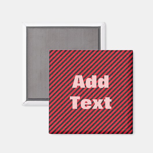 Thin Black and Red Diagonal Stripes Magneet (Voorkant / Achterkant)