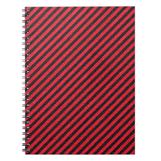 Thin Black and Red Diagonal Stripes Notitieboek (Voorkant)