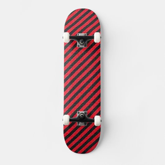 Thin Black and Red Diagonal Stripes Skateboard (Voorkant)