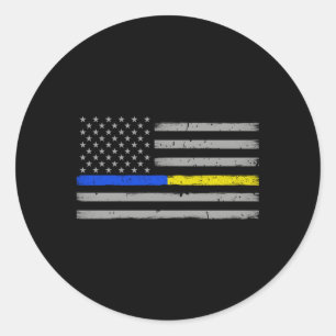 Thin Blue Gold Line Dispatcher Police Officer Ronde Sticker