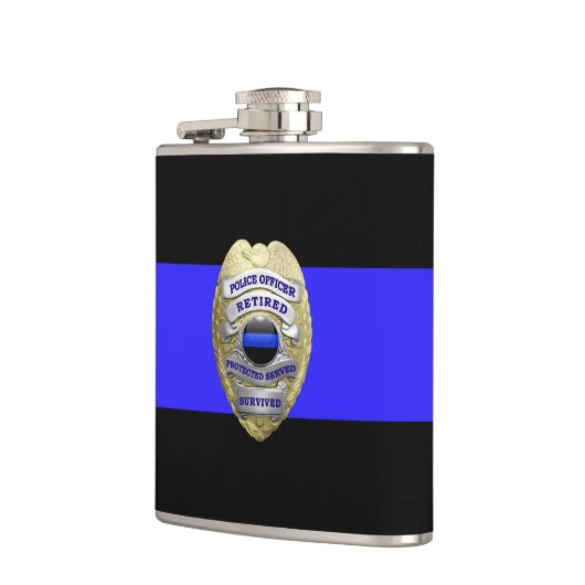 Thin Blue Line 2-Tone Gold in ruste politiesleutel Heupfles (Links)