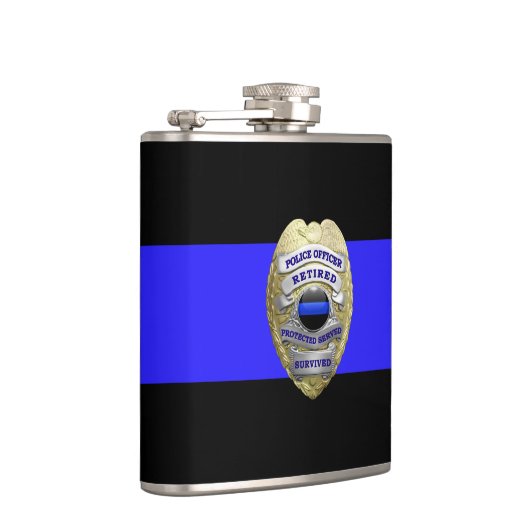 Thin Blue Line 2-Tone Gold in ruste politiesleutel Heupfles (Rechts)