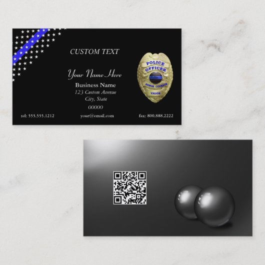 Thin Blue Line 4-badge-opties QR-code Visitekaartje (Voorkant / Achterkant)