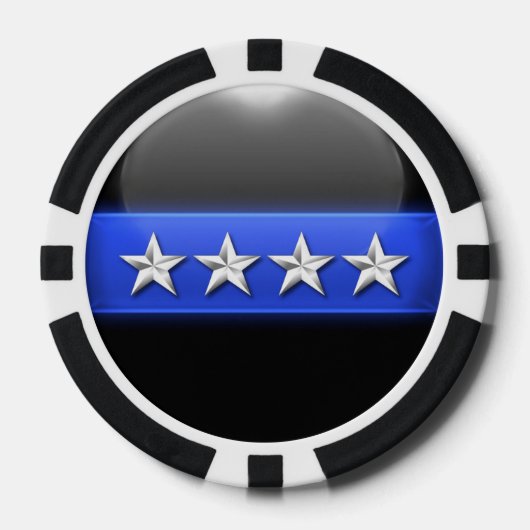 Thin Blue Line Aangepast Poker Chips (Voorkant)
