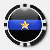 Thin Blue Line Aangepast Poker Chips (Voorkant)