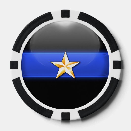 Thin Blue Line Aangepast Poker Chips (Voorkant)