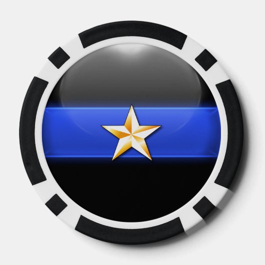 Thin Blue Line Aangepast Poker Chips (Achterkant)