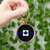 Thin Blue Line Accent op Canadese vlag Sleutelhanger (Hand)