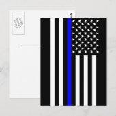 Thin Blue Line American Flag Black en White Briefkaart (Voorkant / Achterkant)