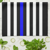 Thin Blue Line American Flag Black en White Theedoek (Gevouwen)