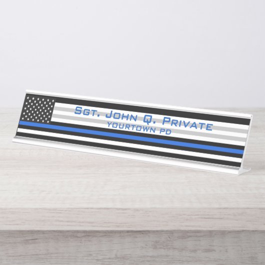 Thin Blue Line American Flag Bureau Naambordje (Voorkant)
