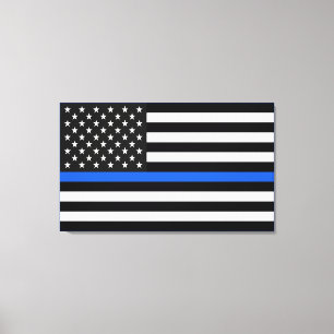 Thin Blue Line American Flag Canvas Afdruk