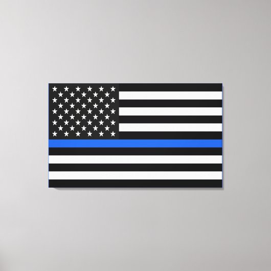 Thin Blue Line American Flag Canvas Afdruk (Voorkant)