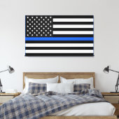 Thin Blue Line American Flag Canvas Afdruk (Insitu (Slaapkamer))