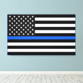 Thin Blue Line American Flag Canvas Afdruk (Insitu (Houten vloer))