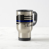 Thin Blue Line American Flag Custom Name Reisbeker (Voorkant rechts)