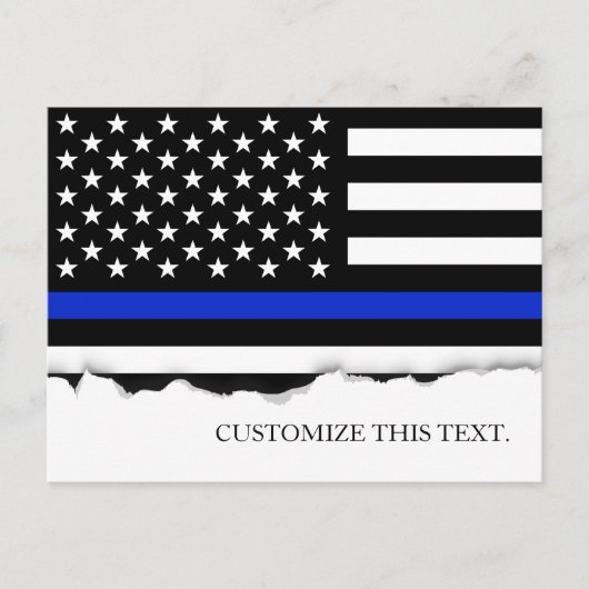 Thin Blue Line American Flag Custom text Briefkaart (Voorkant)