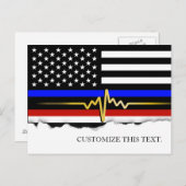 Thin Blue Line American Flag Custom text Briefkaart (Voorkant / Achterkant)