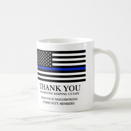 Thin Blue Line American Flag Custom Text Hartelijk Koffiemok (Rechts)