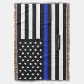 Thin Blue Line American Flag Deken (Voorkant Verticaal)