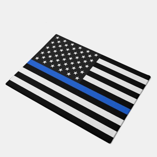 Thin Blue Line American Flag Deurmat (Schuin)