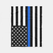 Thin Blue Line American Flag Fleece Deken (Voorkant)